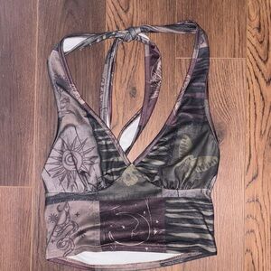 ROMWE Multicolor Graphic Crop Top